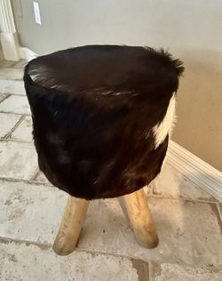 Faux Cowhide Footstool 