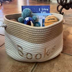 Kids Book Basket With Book Basket And Plush Toys Included!