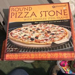 Round Pizza Stone With Stainless Steel Frame