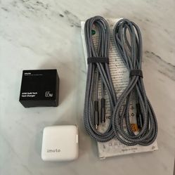 Imuto 65w GAN USB –C Wall Charger + 10ft USB-C Strong Cables 2 PACK – NEW