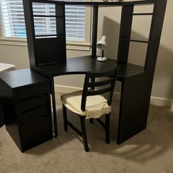 Corner Desk With Separate File Cabinet And Chair