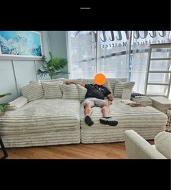 Authentic John Michael Designs Oasis Double Chaise Sofa, often referred to as the viral "Fluff Monster" -