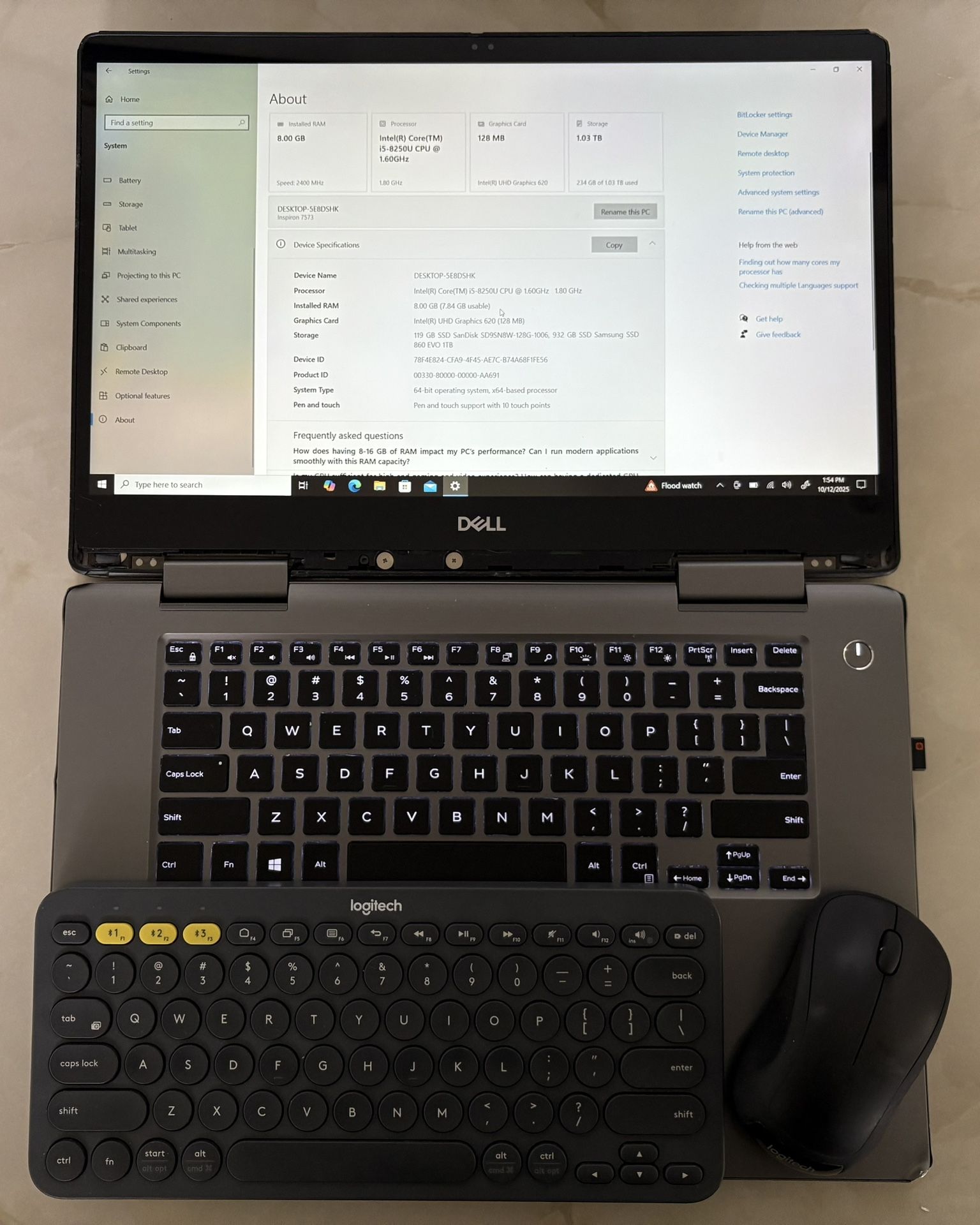 DELL Inspiron Laptop 7573 2-in-1 + 1TB SSD (Used/For Parts) [BUNDLED ITEMS]