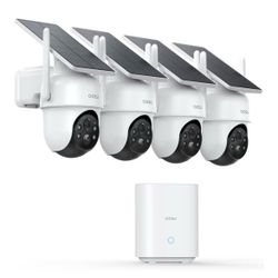aosu D1 Classic 4-Cam Kit, Security Cameras Wireless Outdoor, Solar Powered No Subscription Required, 32GB Build-in Storage, 360° Auto Tracking, Solar