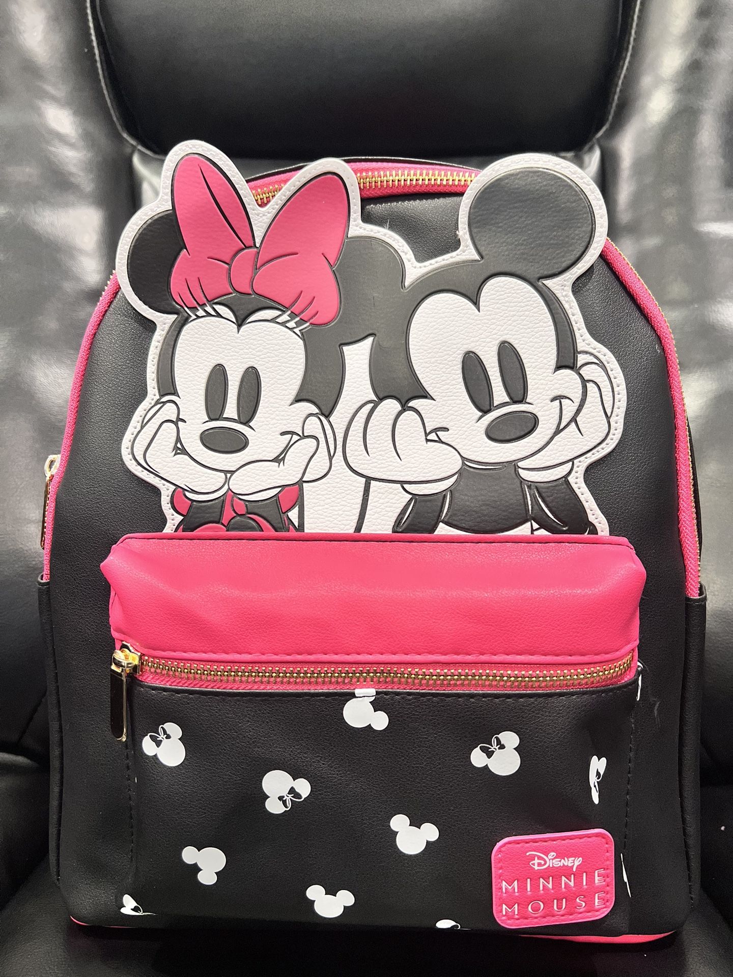 Mickey And Minnie Mouse Black And Pink Backpack NEW