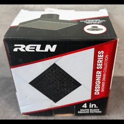 RELN 4" x 4" Square Shower Drain Matte Black Stainless Steel Grate FD0402SQBK