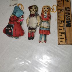 B Shackman Vtg Lot of 3 1970s Mini Cloth Stuffed Doll Love, Alice in Wonderland Stuffed Christmas Ornament
