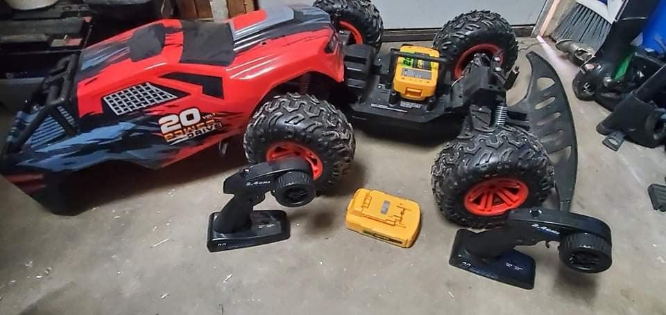 Kid Galaxy 10 inch 20V Big Wheel Remote Control Monster Truck RC, red