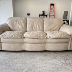 Cream/beige Leather Sofa