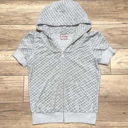 Vintage Y2K Juicy Couture USA Made Preppy Full Zip Short Sleeve Hoodie Womens L