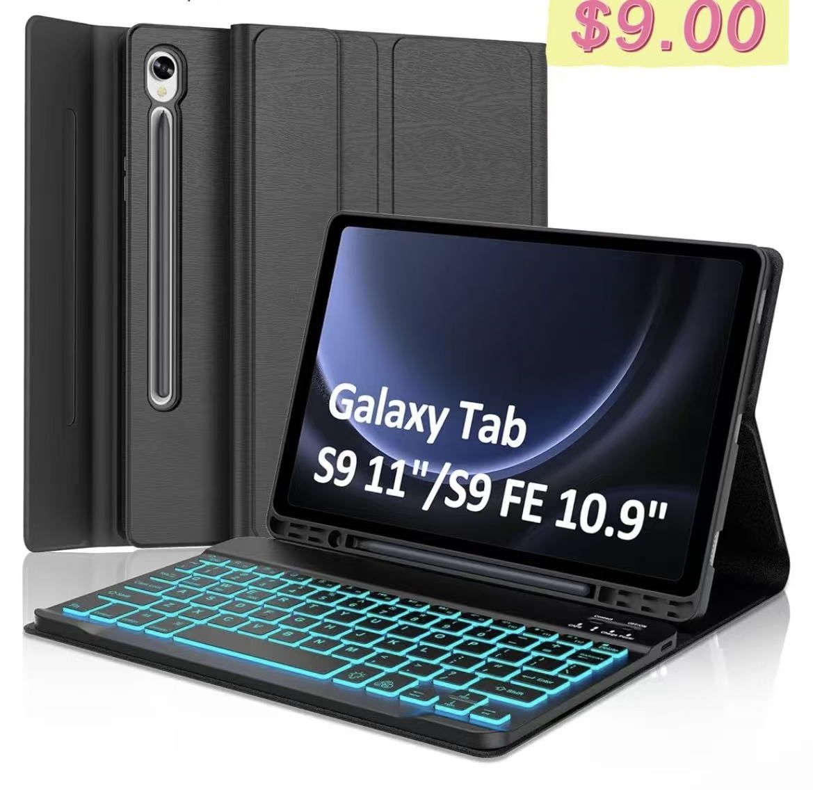 😀 FARYODI Keyboard Case for Samsung Galaxy Tab S10 FE 5G 10.9 inch 2025/ S9 FE 10.9" 2023/S9 11 Inch 2023,7 Colors Backlit Detachable Wireless Keyboa