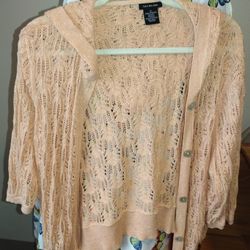 Peach&Gold Flakes Hoodie Cover Up Sz2xl