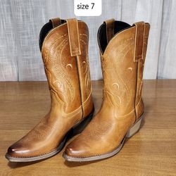 NEW - Sterling River, Western Cowboy Leather Boots, Size 7