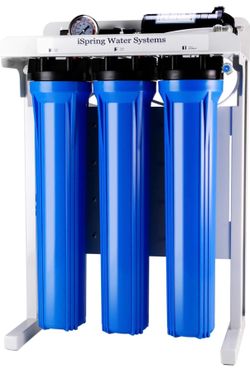 iSpring RCB3P Tankless Reverse Osmosis Filtration System, 300 GPD Under Sink RO System, Reduces TDS, 1.5:1 Pure to Drain, Booster Pump & Pressure Gaug