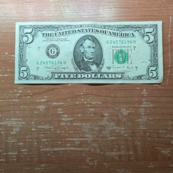 1988 A 5 Dollar Bill