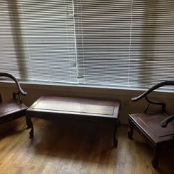 Wooden Coffee Table And Chairs 