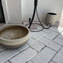 2 Plant Pots $25.  1 Planter Shaped Like A Bowl For Low Plants, And The Second Is A Traditional Shaped Pot. For Garden Or Inside On Table Or Shelf. 