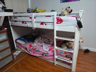 White Wood Twin Bunk Bed Frame