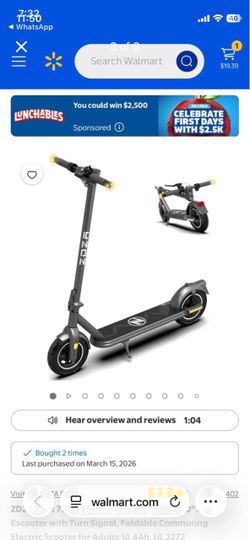 ZDZA Peak 750W Electric Scooter, 20MPH 10"Tire Escooter with Turn Signal, Foldable Commuting Electric scooter