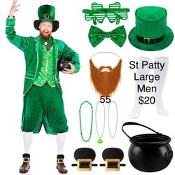 St Patrick’s Day Leprechaun Costume Suit Large