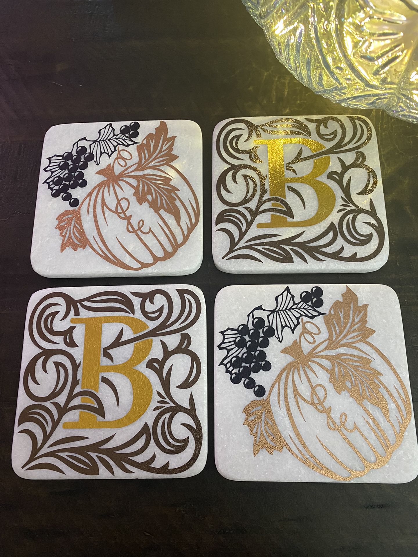 Personalized Marble Coasters! Fall Theme