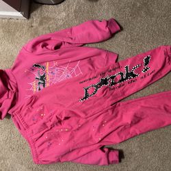 Pink Sp5der Hoodie Set 