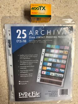 New Professional 400 TX  Negative Film. Print File CP 35-7HB Archival 35mm Contact Proofing Preservers – 25 Pack