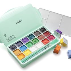 HIMI 18 Color Gouache Paint Set W/ 3 Paint Brushes