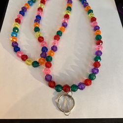Handmade Multicolored Bead Lanyard. 