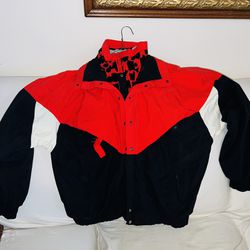 Vintage 90s Winston Racing Red Black Windbreaker Coat Zip Jacket Lined Size XL