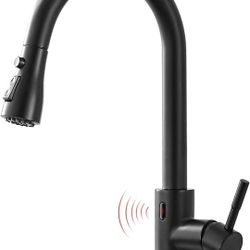Matte Black Touchless Kitchen Faucet with Pull Down Sprayer Motion Sensor Hands-Free Smart Activated Sink Faucet