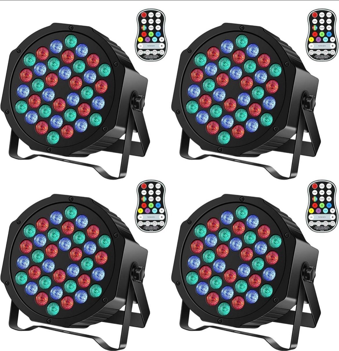 Rechargeable Par Can Lights U`King Wireless LED Uplights Battery Powered Uplighting RGB 36W Stage Lighting for Events DJ Disco Wedding Party - 4 Pack