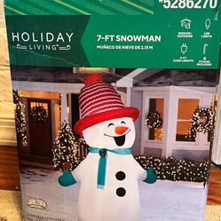 7-Ft Inflatable LED Light-Up Indoor/Outdoor Snowman - Holiday Living