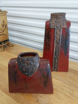 Red Asian Glaze Vases