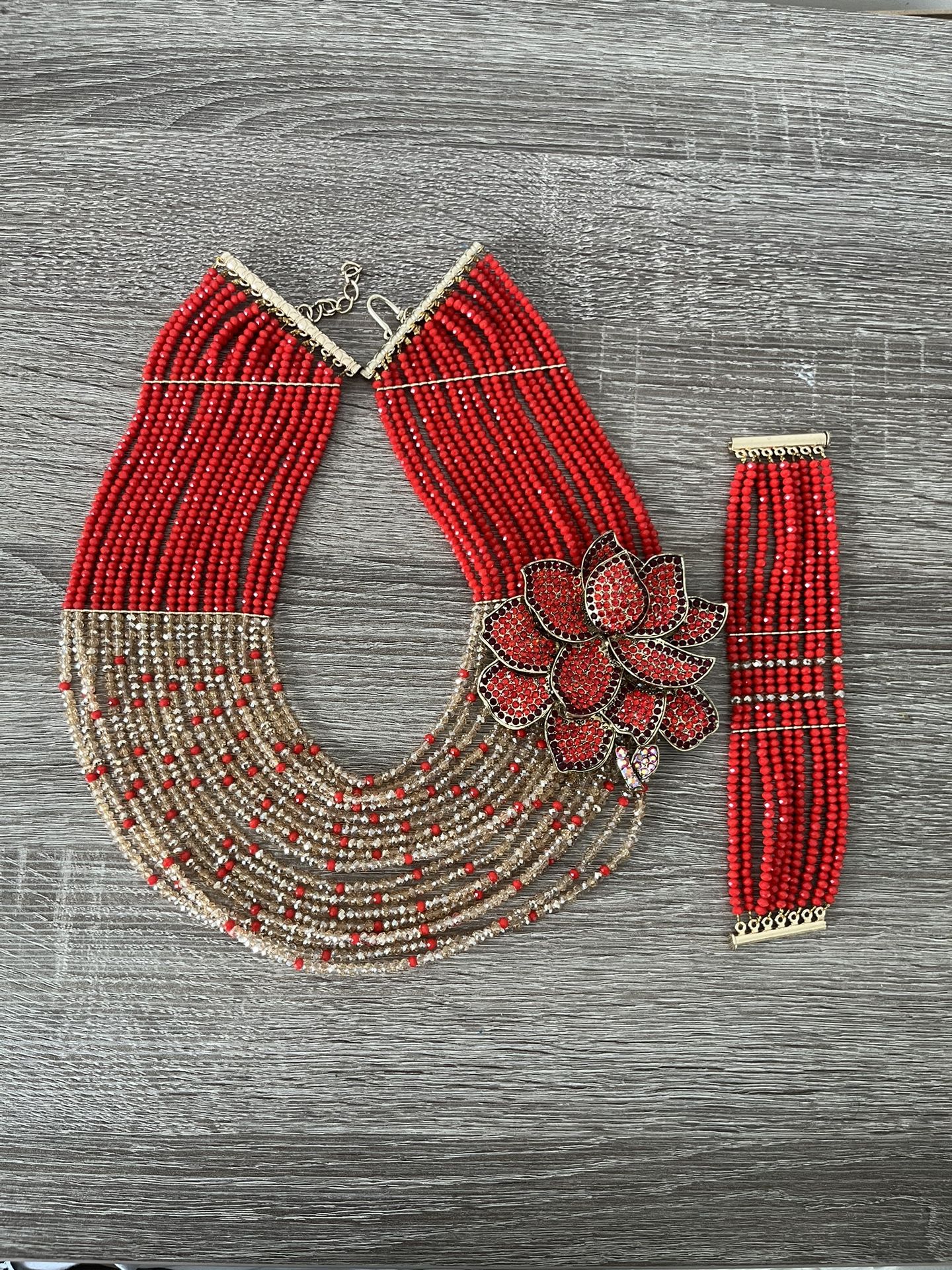 Elegant Statement Multilayered Beaded Necklace Set