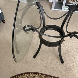 Round glass dining table with 4 chairs