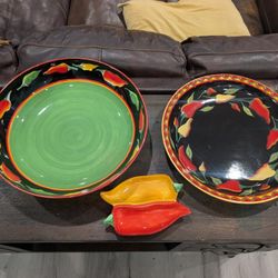 Serving Bowls  and divided dish set of 3