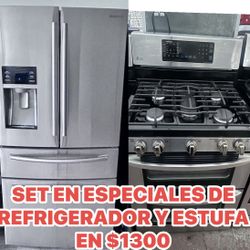 SET EN ESPECIALES DE REFRIGERADOR Y ESTUFA EN BUENAS CON DICIONES 