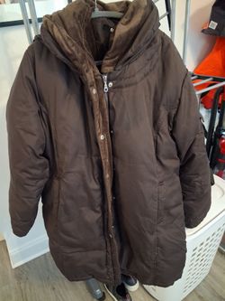 Brown Puffer Coat with Hood