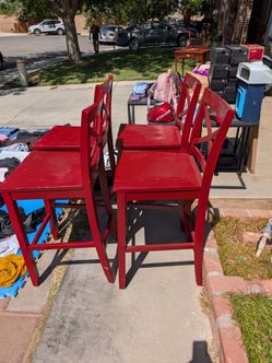 Set of 4 Red X-Back Bar Stools