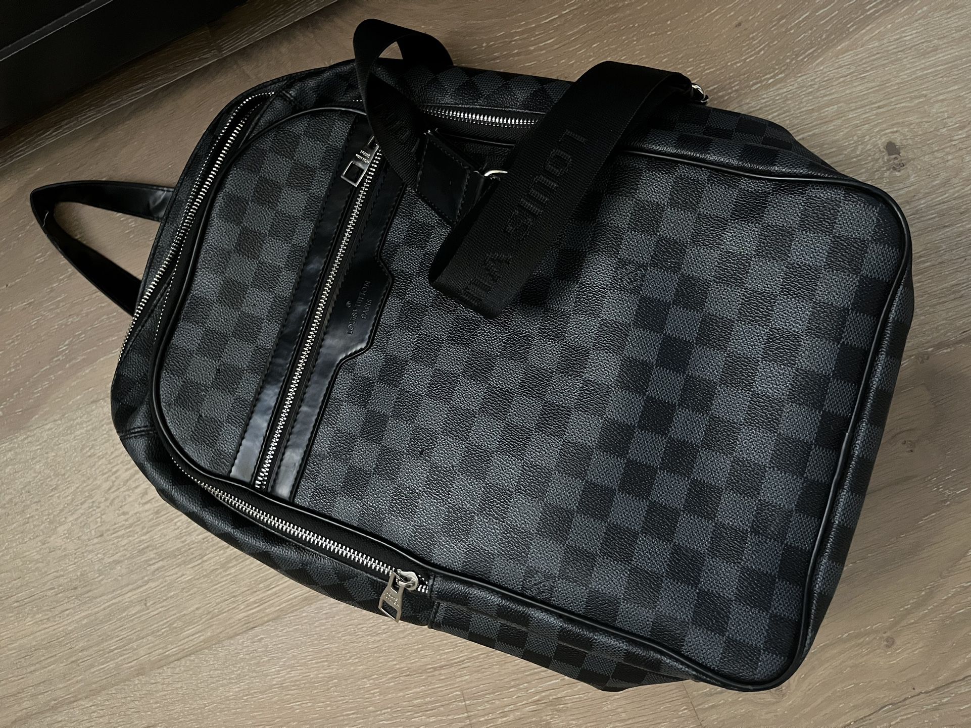 LOUIS VUITTON Damier Graphite Michael Backpack From the 2018 Collection  Black Coated Canvas Silver-Tone Hardware Flat Handle & Dual…