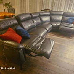 Leather Sectional Sofa with two Side Recliners