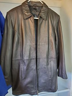 Black leather women's jacket.