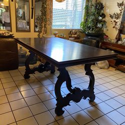 Beautifully Carved Brown Wooden Table