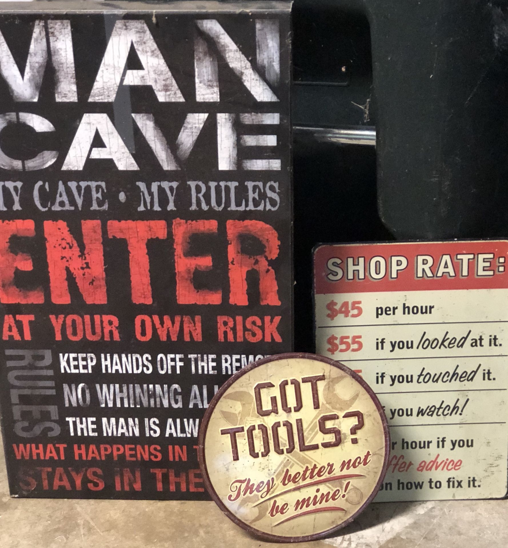 Hobby Lobby Man Cave signs