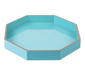 12.2" Octagonal Lacquer Serving Tray Decorative Tray for Breakfast, Dinner, Coffee Table Decor New