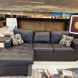 Dark Brown Converting L-Shaped Couch w/Storage