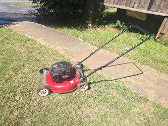 Red Push Lawn Mower with Black Handle