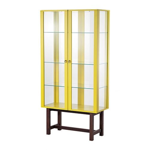 Discontinued ikea stockholm solid wood glass cabinet midcentury modern funky unique storage