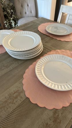 White hobnail farmhouse rustic coastal plates dishes